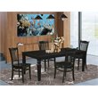 Pemberly Row 5-Piece Wood Dining Table Set with Extension Leaf in Black