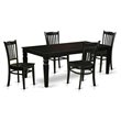 Pemberly Row 5-Piece Wood Dining Table Set with Extension Leaf in Black