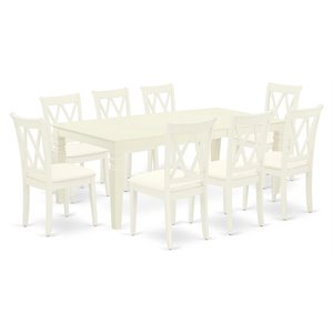 Pemberly Row 9-Piece Rubberwood Dining Set in Linen White Finish