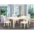 Pemberly Row 5-Piece Wood Dining Set with Slatted Chairs in Linen White