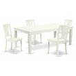Pemberly Row 5-Piece Wood Dining Set with Slatted Chairs in Linen White