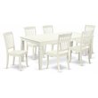 Pemberly Row 7-Piece Wood Dining Set with Slatted Back Chairs in Linen White