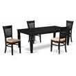 Pemberly Row 5-Piece Black Wood Dining Set with Slatted Back Chairs