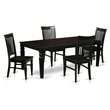 Pemberly Row 5-Piece Wood Dining Set with Extension Leaf in Black