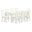 Pemberly Row 9-Piece Wood Dining Set with Butterfly Leaf in Linen White