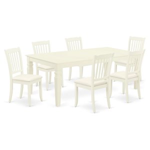 Pemberly Row 7-Piece Dinette Set Wood with Linen Upholstery White