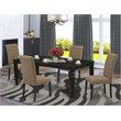 Pemberly Row 5-Piece Dining Set Wood with Upholstered Chairs Black