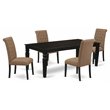 Pemberly Row 5-Piece Dining Set Wood with Upholstered Chairs Black