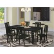 Pemberly Row 7-Piece Wood Dining Table Set in Black with Extension Leaf