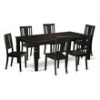 Pemberly Row 7-Piece Wood Dining Table Set in Black with Extension Leaf