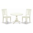 Pemberly Row 3-Piece Wood Dining Set with Slatted Chairs in Linen White