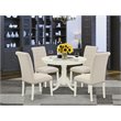 Pemberly Row 5-Piece Wood Dining Set with Parsons Chairs in Linen White