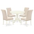 Pemberly Row 5-Piece Wood Dining Set with Parsons Chairs in Linen White