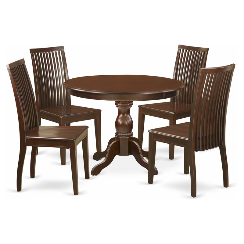 Pemberly Row 5-Piece Wood Dining Set in Mahogany Finish