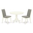 Pemberly Row 3-Piece Wood Dining Set in Linen White/Shitake