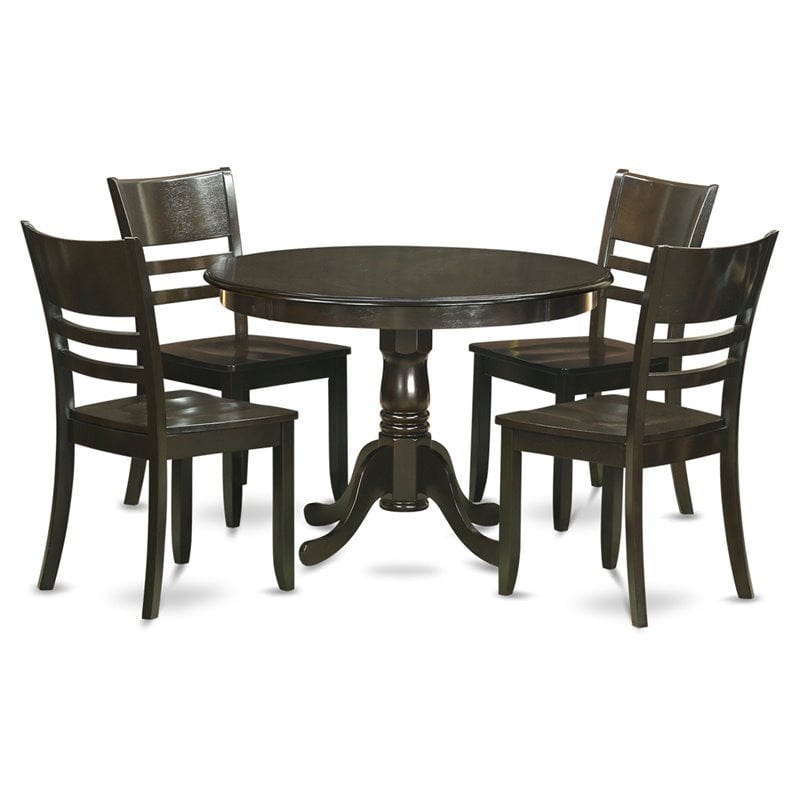 Pemberly Row 5-Piece Wood Dining Room Set in Cappuccino Finish