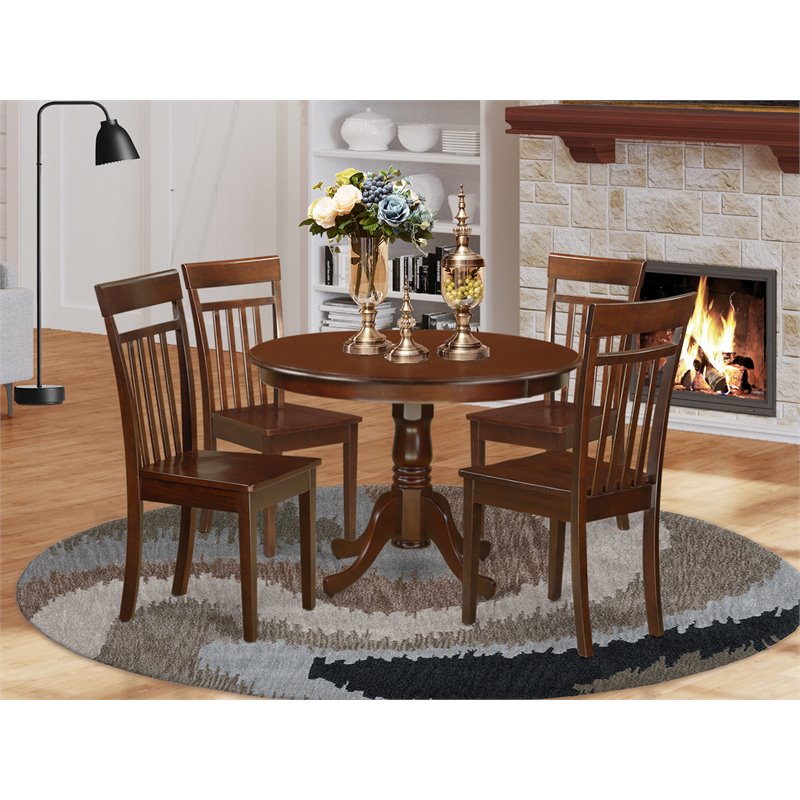 Pemberly Row 5-Piece Wood Dining Table Set in Mahogany Finish