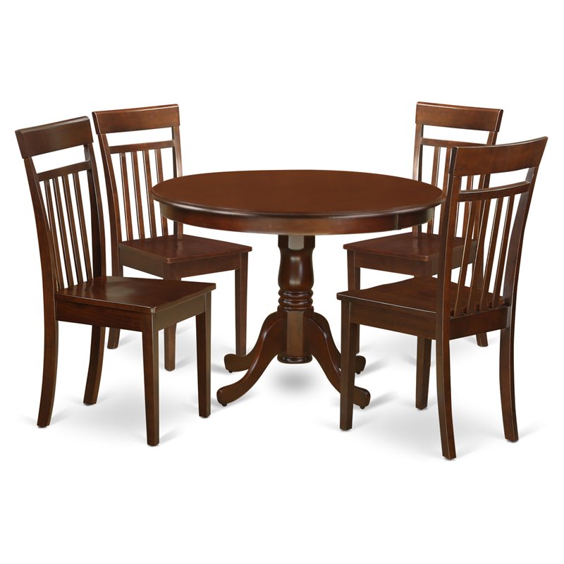 Pemberly Row 5-Piece Wood Dining Table Set in Mahogany Finish