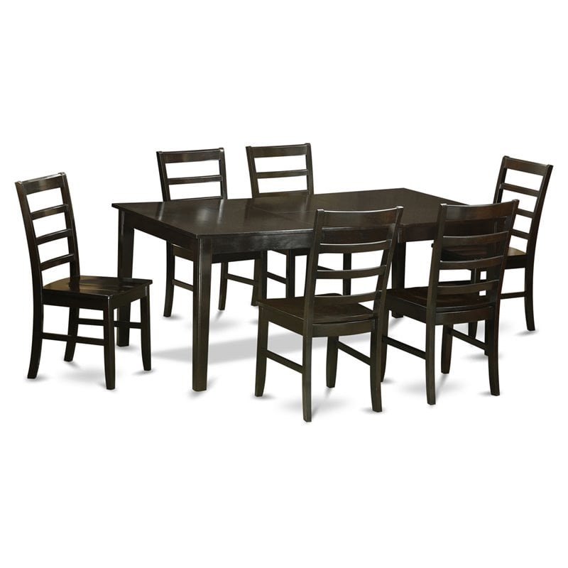 Pemberly Row 7-Piece Wooden Dining Set with Butterfly Leaf in Cappuccino