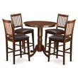 Pemberly Row 5-Piece Mahogany Dining Set with Faux Leather Seats