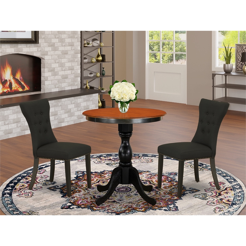 Pemberly Row 3-Piece Rubberwood Dining Set in Black & Cherry Finish