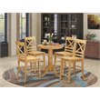 Pemberly Row 5-Piece Wood Dining Set with Bar Stools in Oak Finish