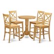 Pemberly Row 5-Piece Wood Dining Set with Bar Stools in Oak Finish