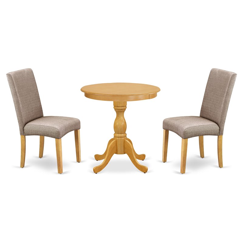 Pemberly Row 3-Piece Traditional Wood Kitchen Table Set in Oak Finish