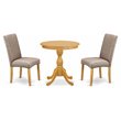 Pemberly Row 3-Piece Traditional Wood Kitchen Table Set in Oak Finish