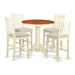 Pemberly Row 5-Piece Dining Table Set in Dual-Tone Buttermilk & Cherry