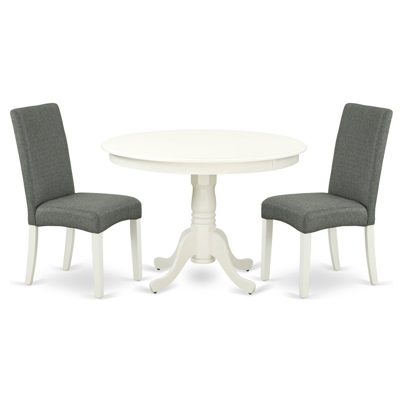 Pemberly Row 3-Piece Wood Dining Set in Linen White and Gray