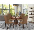 Pemberly Row 5-Piece Mahogany Wood Dining Set with Upholstered Chairs