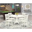 Pemberly Row 5-Piece Wood Dining Table Set with Slat Back Chairs in White