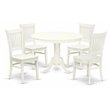 Pemberly Row 5-Piece Wood Dining Table Set with Slat Back Chairs in White