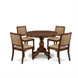 Pemberly Row 5-Piece Dining Set in Antique Walnut with Faux Leather Seats