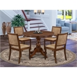 Pemberly Row 5-Piece Dining Set in Antique Walnut with Faux Leather Seats