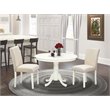 Pemberly Row 3-Piece Dining Set with Parsons Fabric Chairs in Linen White