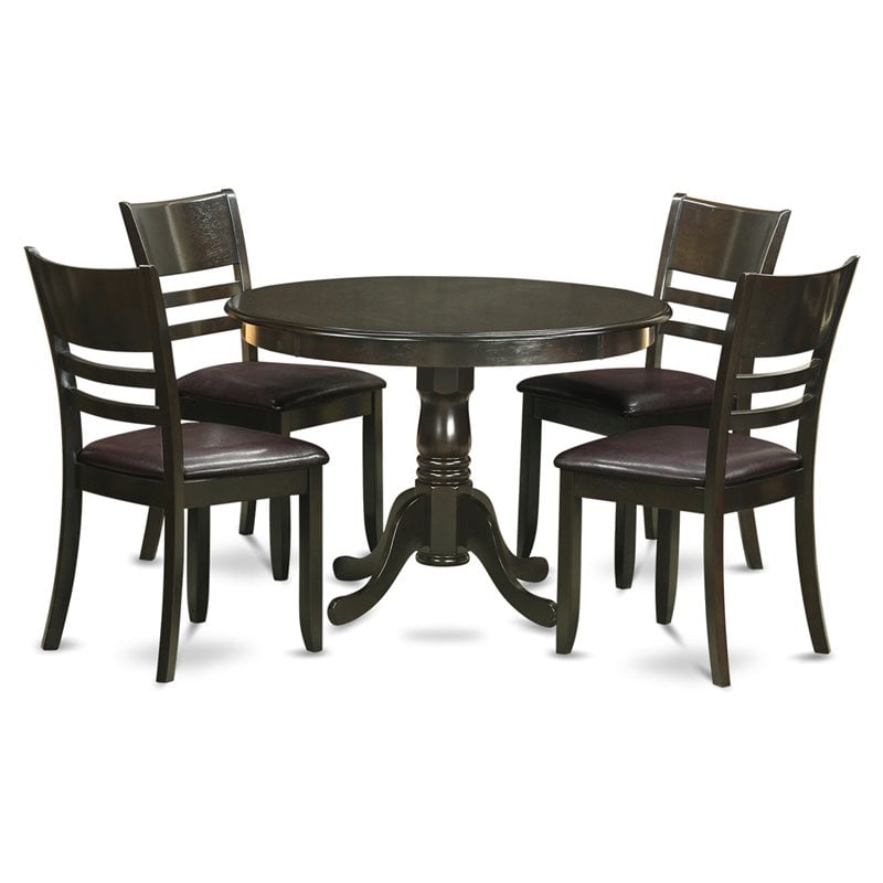 Pemberly Row 5-Piece Wood Round Dining Table Set in Cappuccino Finish
