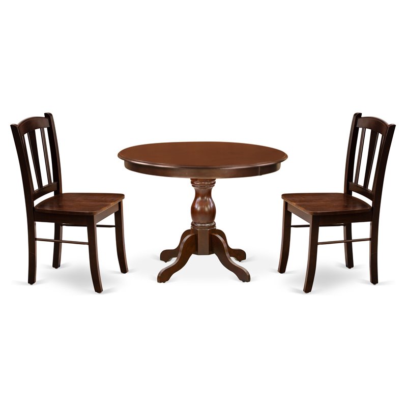Pemberly Row 3-Piece Solid Wooden Dining Set in Mahogany