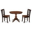 Pemberly Row 3-Piece Solid Wooden Dining Set in Mahogany
