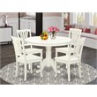 Pemberly Row 5-Piece Wood Dining Set with Slat Chairs in Linen White
