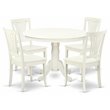 Pemberly Row 5-Piece Wood Dining Set with Slat Chairs in Linen White