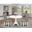 Pemberly Row 3-piece Round Wood Dining Set in Linen White/Smoke