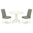 Pemberly Row 3-piece Round Wood Dining Set in Linen White/Smoke