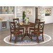 Pemberly Row 5-Piece Wood Dining Table Set in Mahogany Finish with X-Back Chairs