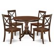 Pemberly Row 5-Piece Wood Dining Table Set in Mahogany Finish with X-Back Chairs