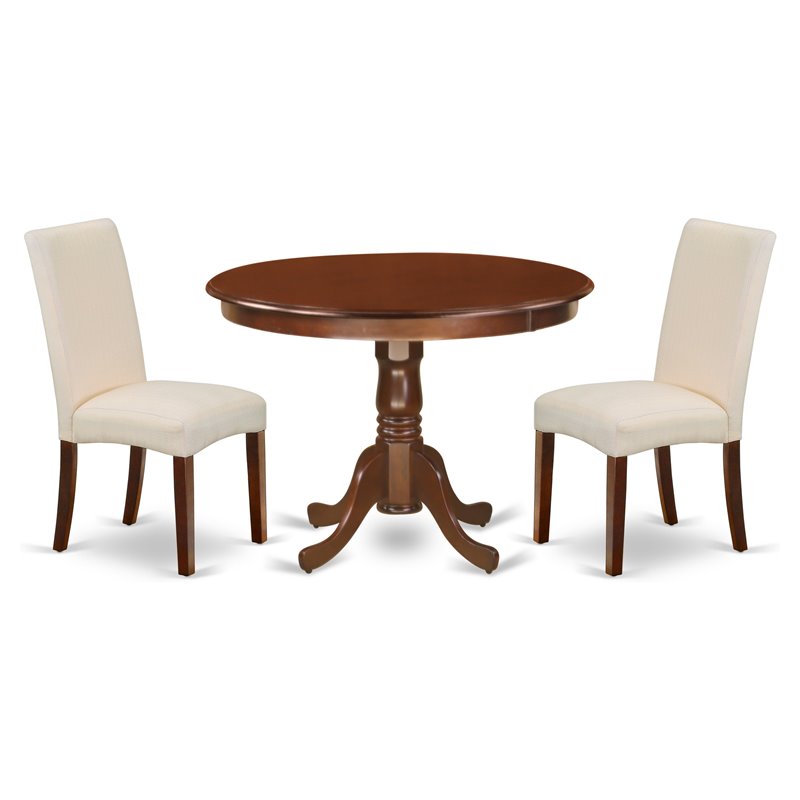 Pemberly Row 3-Piece Wood Dining Set in Mahogany and Cream