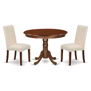 Pemberly Row 3-Piece Wood Dining Set in Mahogany and Cream