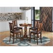 Pemberly Row 5-Piece Wood Dining Set with Bar Stools in Mahogany Finish