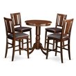 Pemberly Row 5-Piece Wood Dining Set with Bar Stools in Mahogany Finish